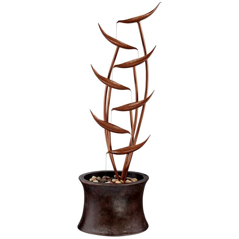 Image 2 Tiered Copper Leaves Indoor Outdoor 41" High Fountain