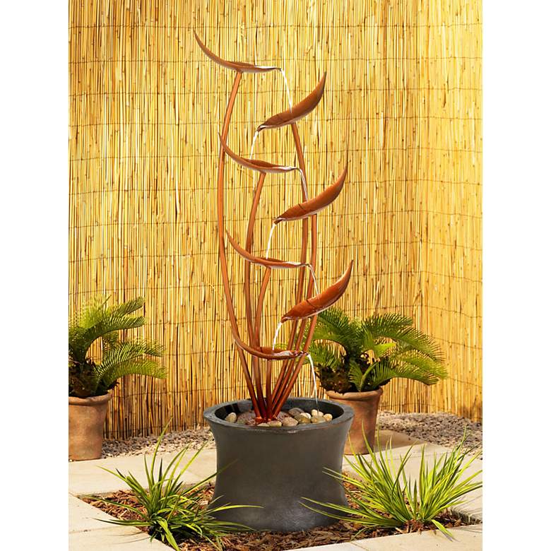 Image 1 Tiered Copper Leaves Indoor Outdoor 41" High Fountain