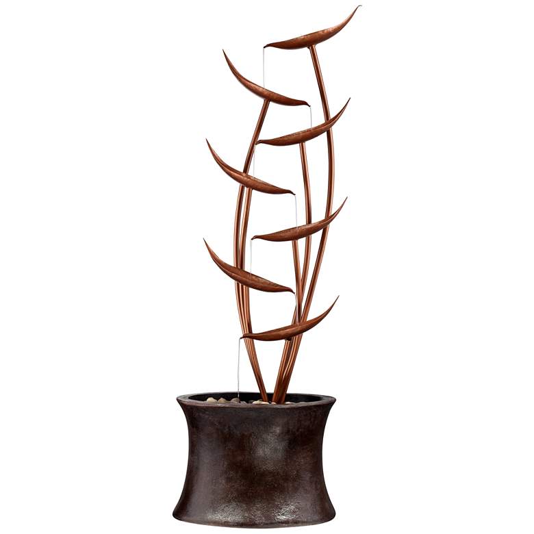 Image 4 Tiered Copper Leaves Indoor Outdoor 41" High Fountain more views