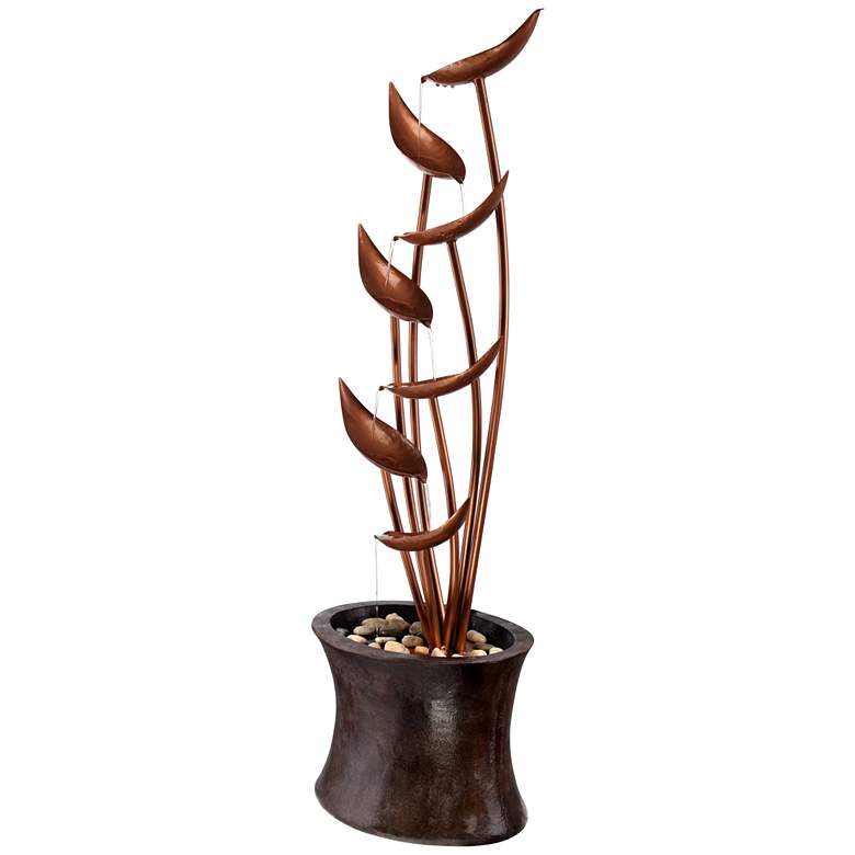 Image 5 Tiered Copper Leaves Indoor Outdoor 41 inch High Fountain more views