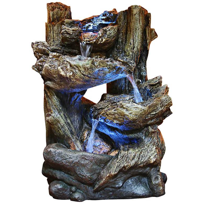 Image 2 Tiered Log LED Indoor - Outdoor 14 inch High Tabletop Fountain