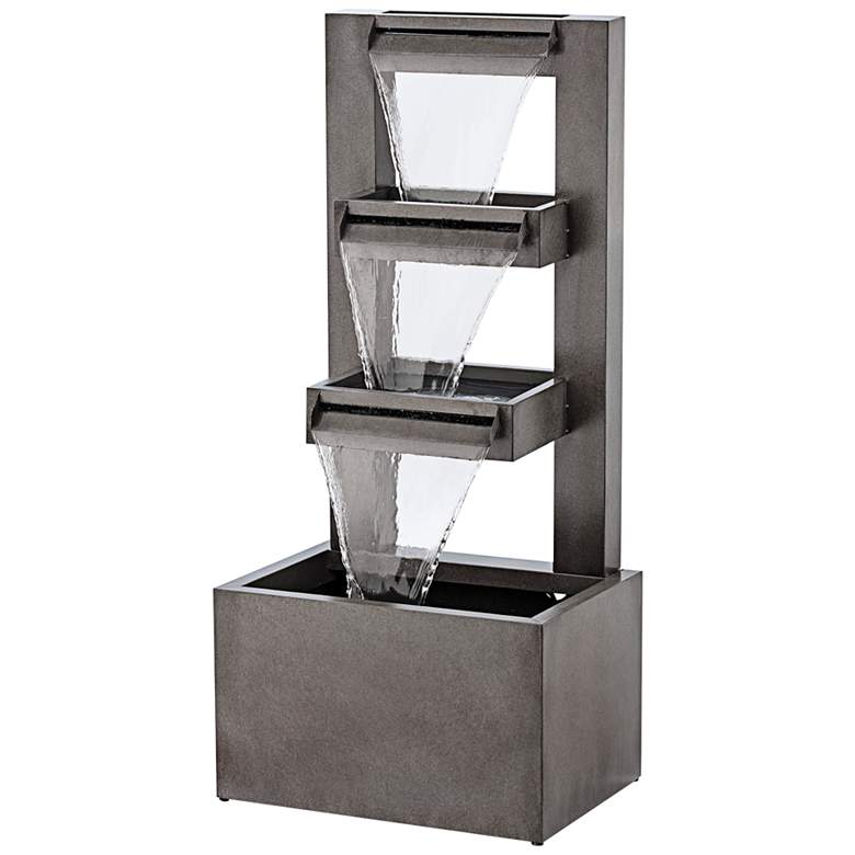 Image 4 Tiered Waterfall 43"H Gray Modern Outdoor Standing Fountain more views