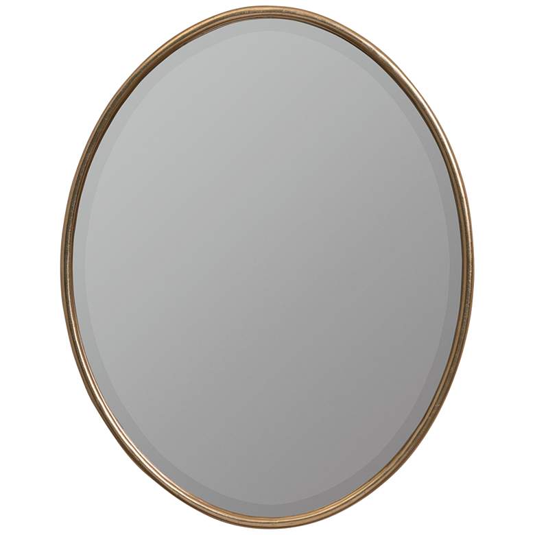 Image 2 Tiffanee Shiny Gold Metal 22 1/4" x 28" Oval Wall Mirror