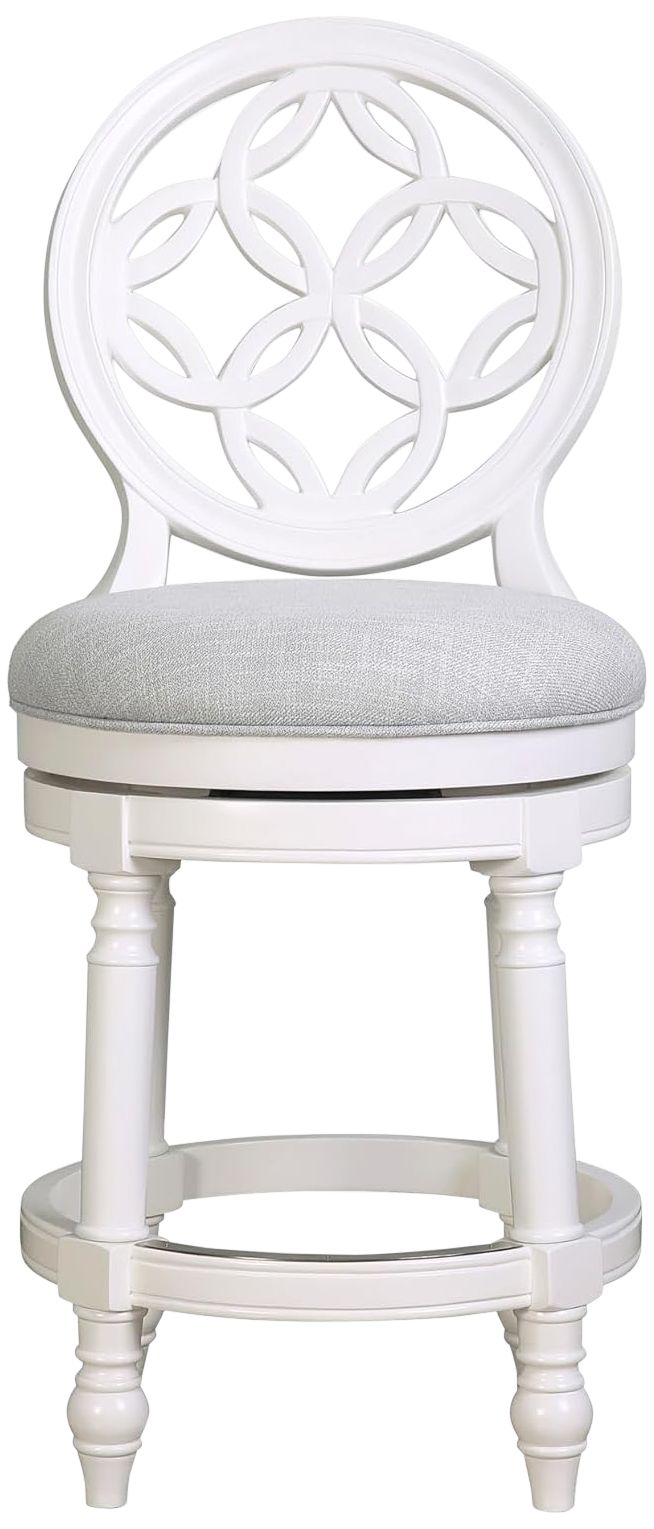 Image 4 Tiffany 26" Farmhouse White Wood Swivel Counter Stool more views