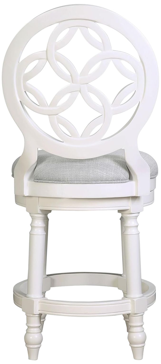 Image 6 Tiffany 26" Farmhouse White Wood Swivel Counter Stool more views