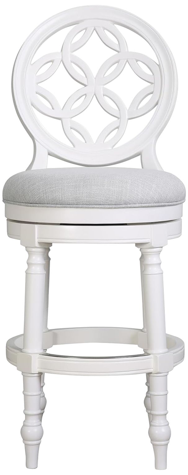 Image 4 Tiffany 31" Farmhouse White Wood Swivel Bar Stool more views