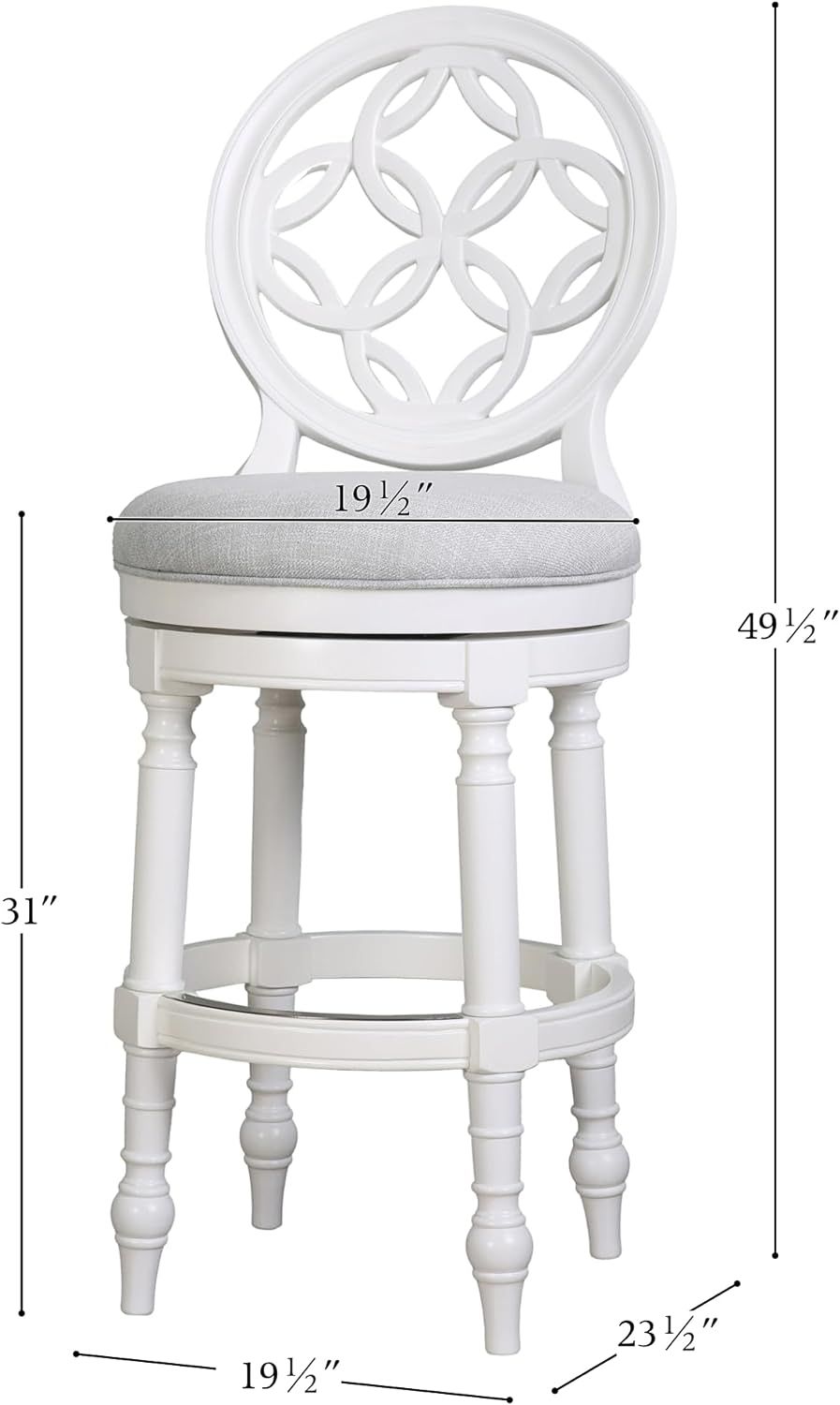 Image 7 Tiffany 31" Farmhouse White Wood Swivel Bar Stool more views