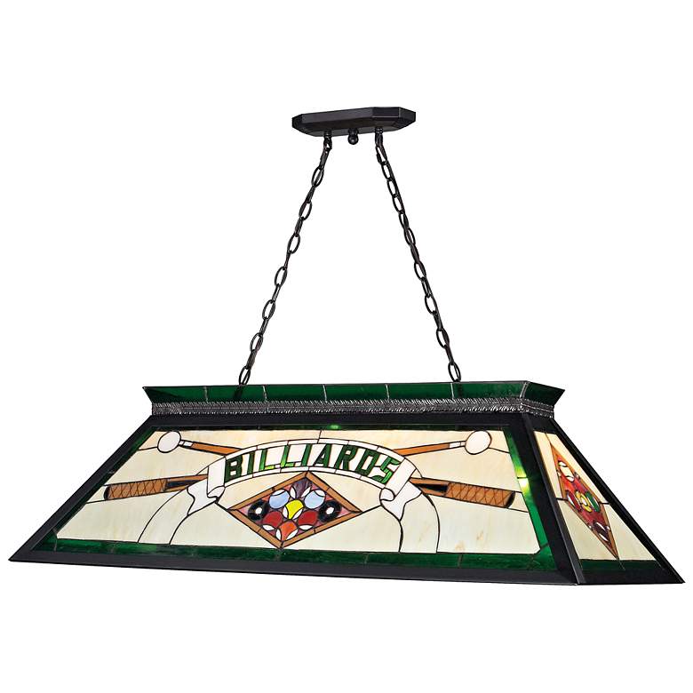 Image 1 Tiffany Billiard 43 3/4" Wide Matte Black 4-Light Pendant