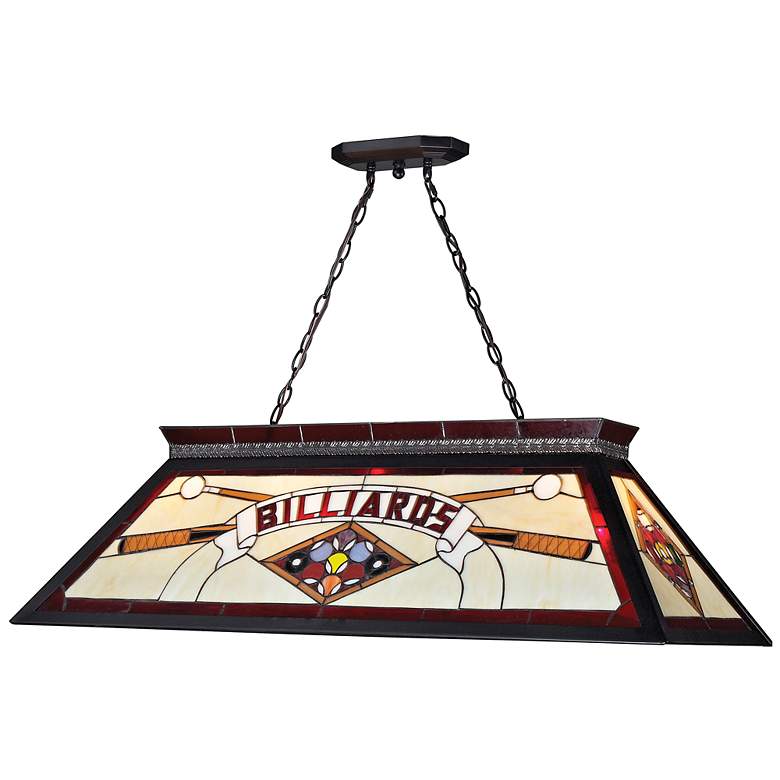 Image 1 Tiffany Billiard by Z-Lite Matte Black 4 Light Billiard Light