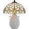 Tiffany Cream Ceramic Stained Art Glass Accent Table Lamp