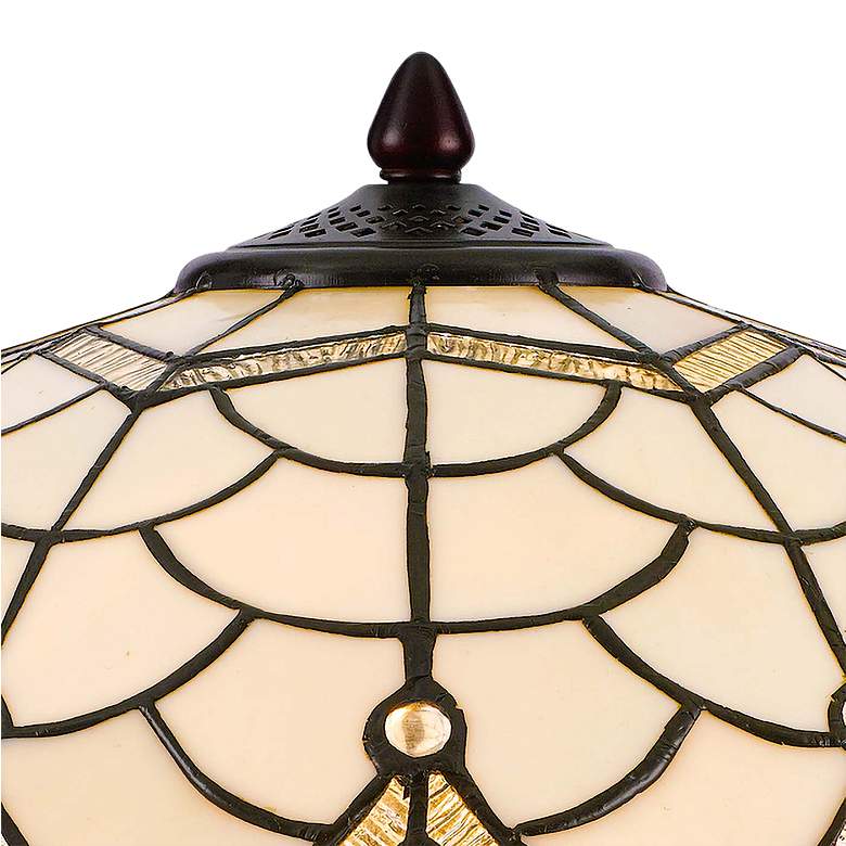 Tiffany Cream Ceramic Stained Art Glass Accent Table Lamp more views