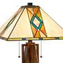 Tiffany Faux Wood Stained Art Glass Accent Table Lamp