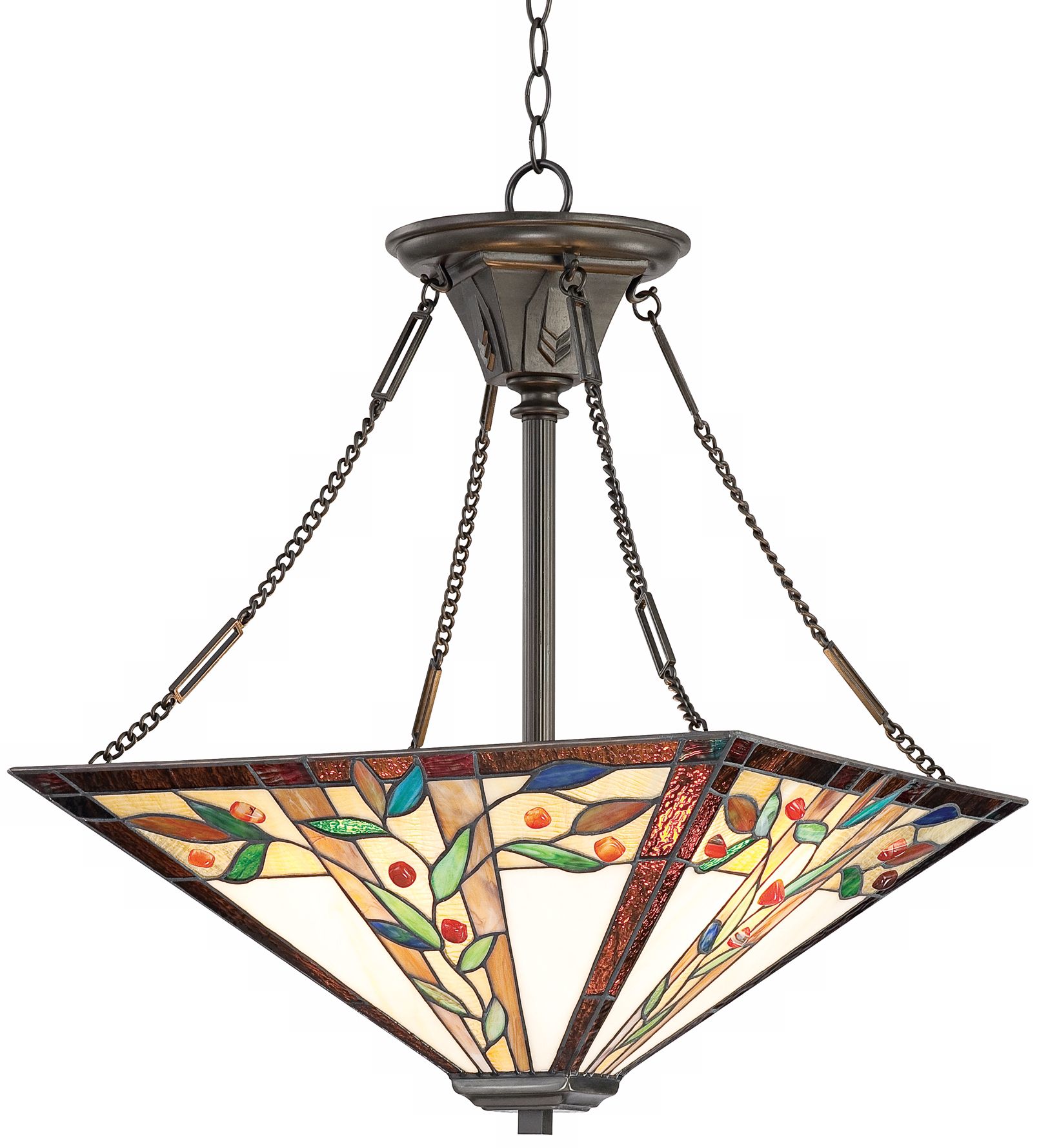 Tiffany Leaves Tiffany Style 20" Wide Pendant Chandelier
