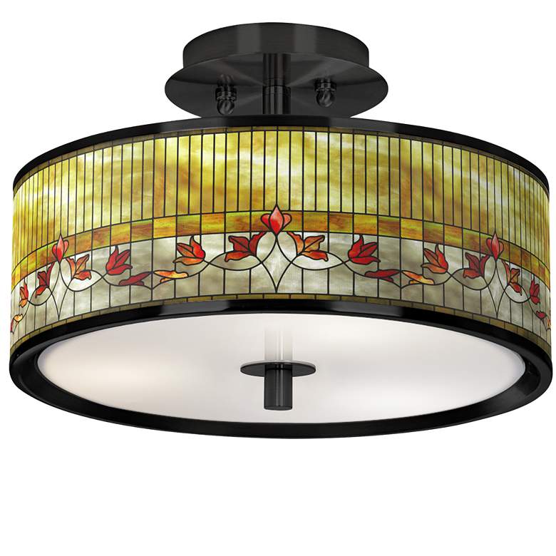 Image 1 Tiffany Lily Black 14" Wide Ceiling Light