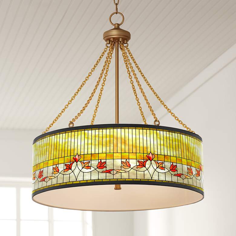 Image 1 Tiffany Lily Dana Antique Brass Pendant Light