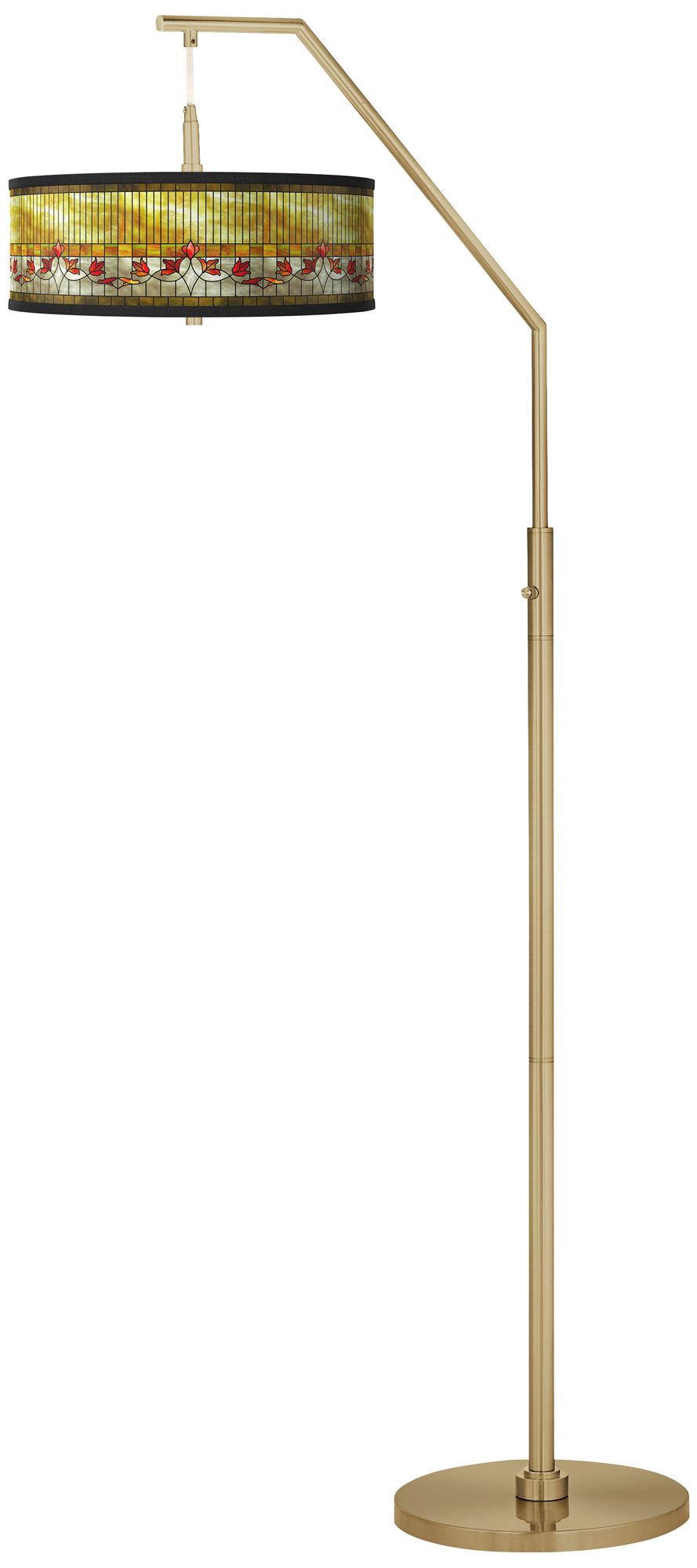 Tiffany Lily Giclee Warm Gold Arc Floor Lamp