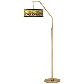 Image2 of Tiffany Lily Giclee Warm Gold Arc Floor Lamp