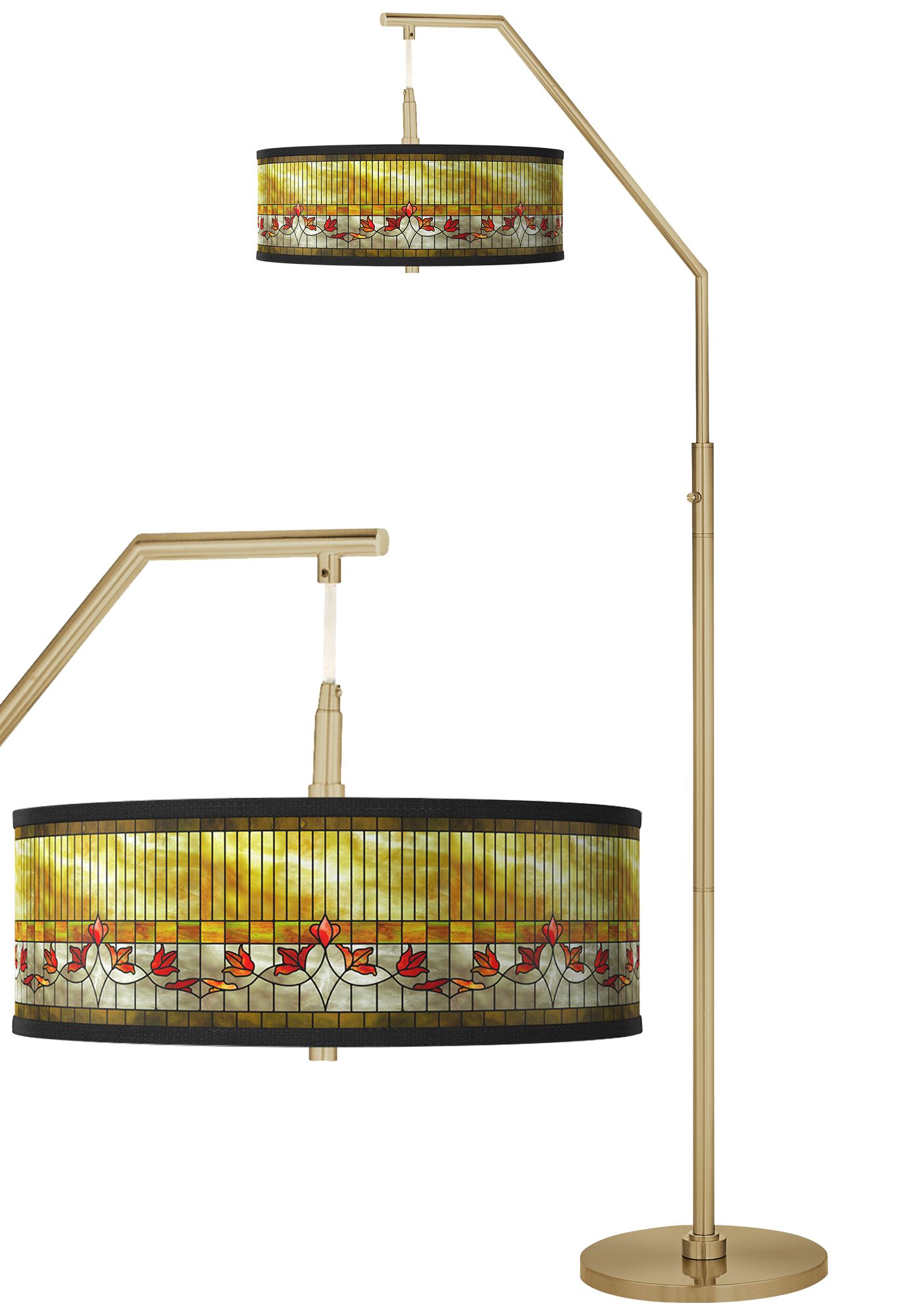 Image Tiffany Lily Giclee Warm Gold Arc Floor Lamp