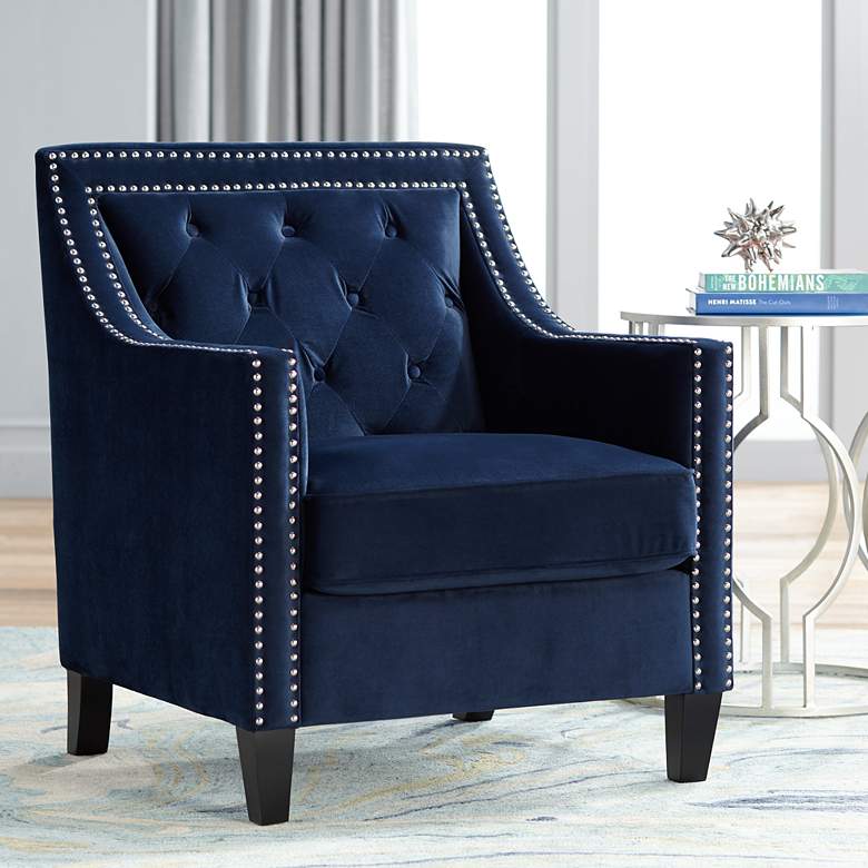 Image 1 Tiffany Navy Blue Tufted Armchair