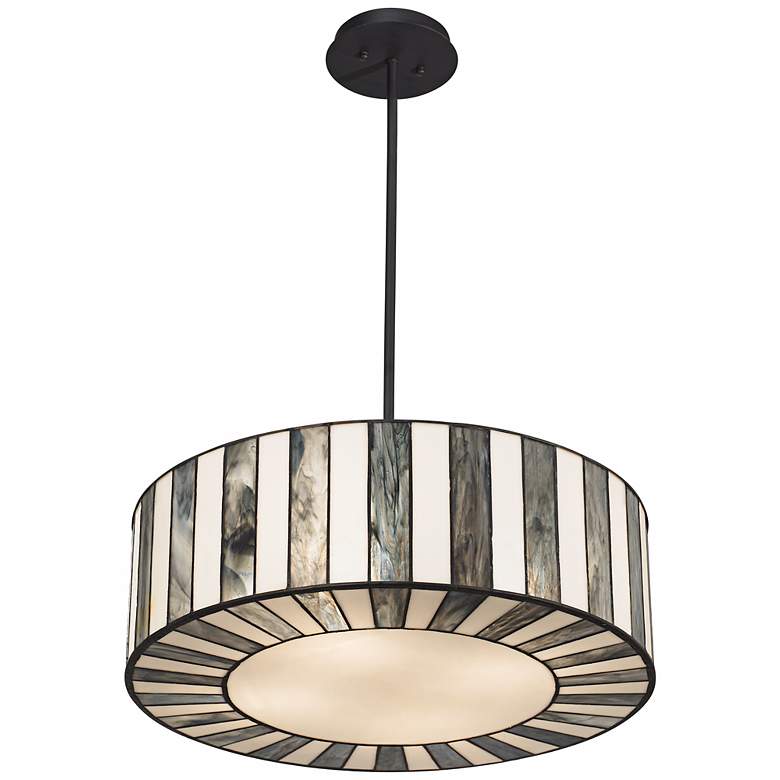 Image 5 Tiffany Style 20 inch Wide Striped Art Glass Pendant Light more views