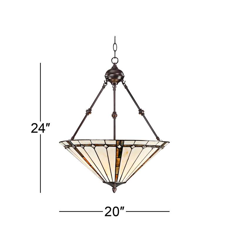 Tiffany Style 3-Light Ivory 24&quot; High Glass Pendant Light more views