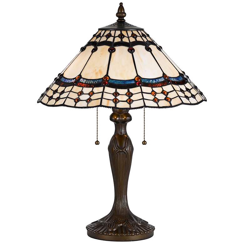 Image 1 Tiffany-Style Antique Brass Table Lamp