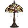 Tiffany-Style Bird and Leaf Antique Brass Table Lamp