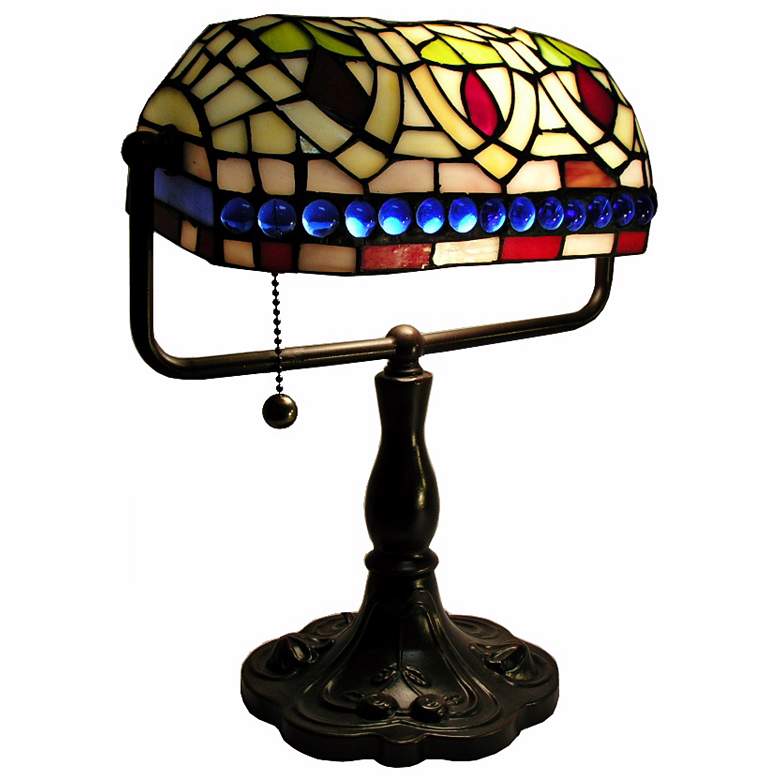 Image 1 Tiffany Style Bronze Bankers Desk Lamp