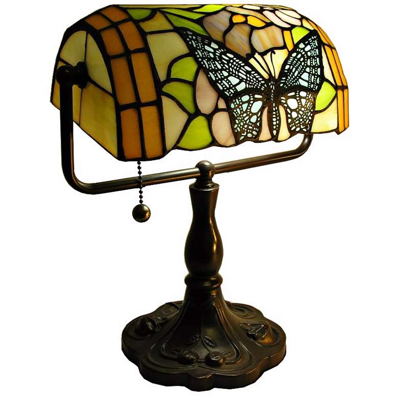 Image 1 Tiffany Style Butterfly Bankers Desk Lamp
