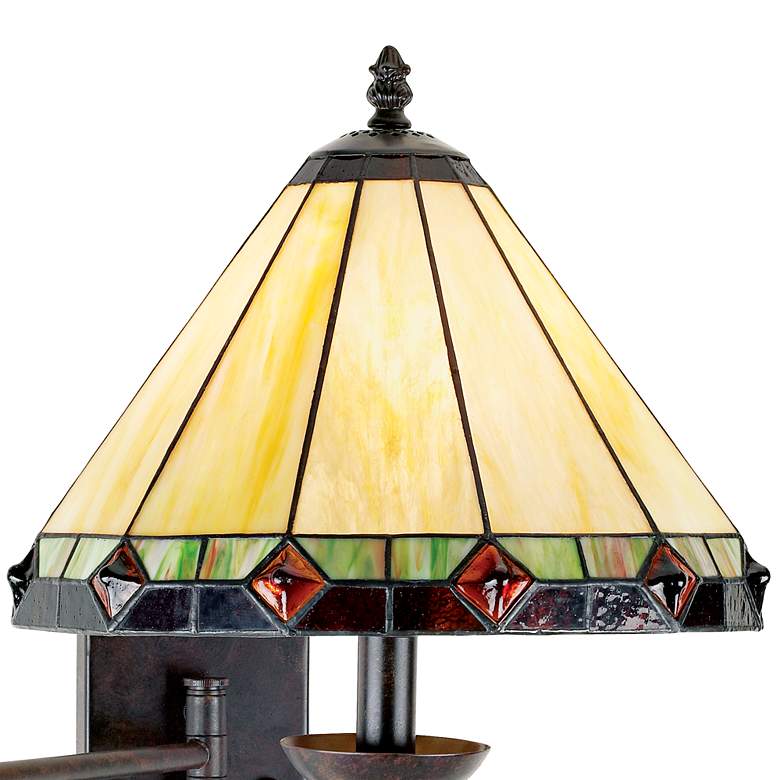 Image 4 Tiffany-Style Glass Panel Plug-In Swing Arm Wall Lamp more views