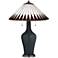 Tiffany Style Lamp with Black of Night Base and Feather Geometric Shade