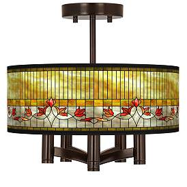 Image1 of Tiffany-Style Lily Ava 5-Light Bronze Ceiling Light