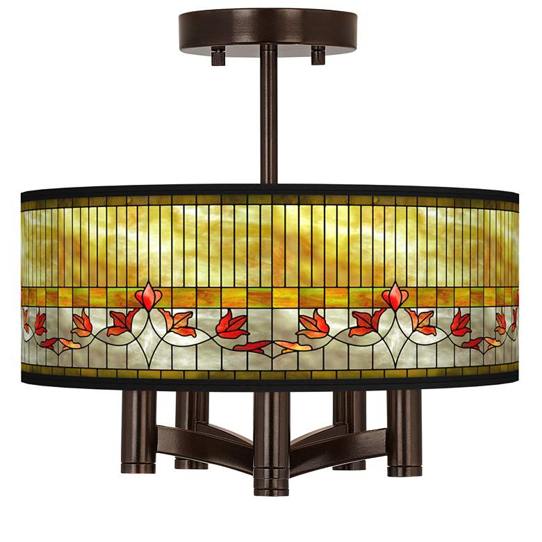 Image 1 Tiffany-Style Lily Ava 5-Light Bronze Ceiling Light