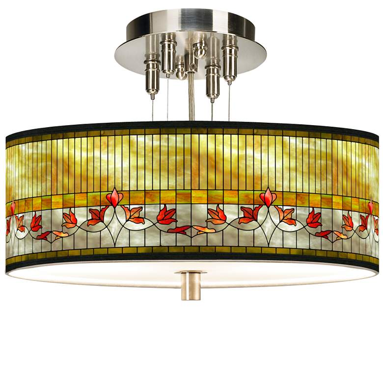 Image 1 Tiffany-Style Lily Giclee 14" Wide Ceiling Light