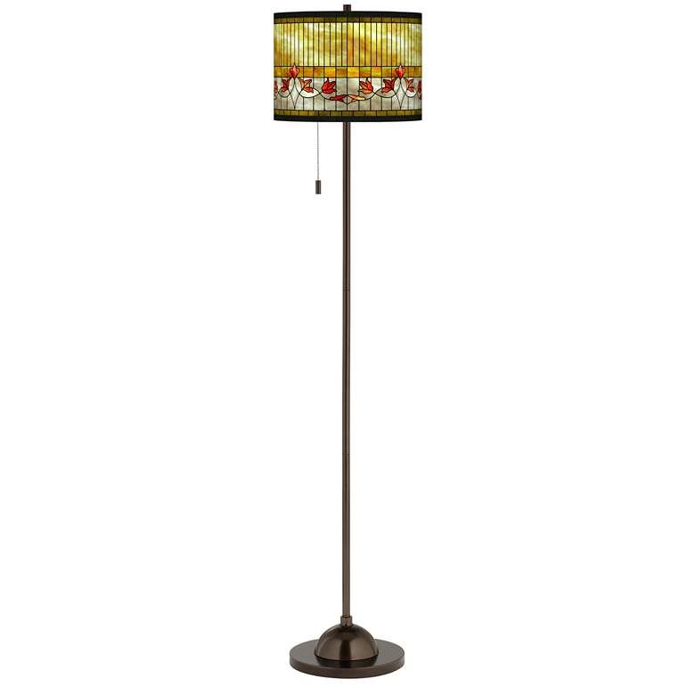 Image 2 Tiffany-Style Lily Giclee Glow Bronze Club Floor Lamp