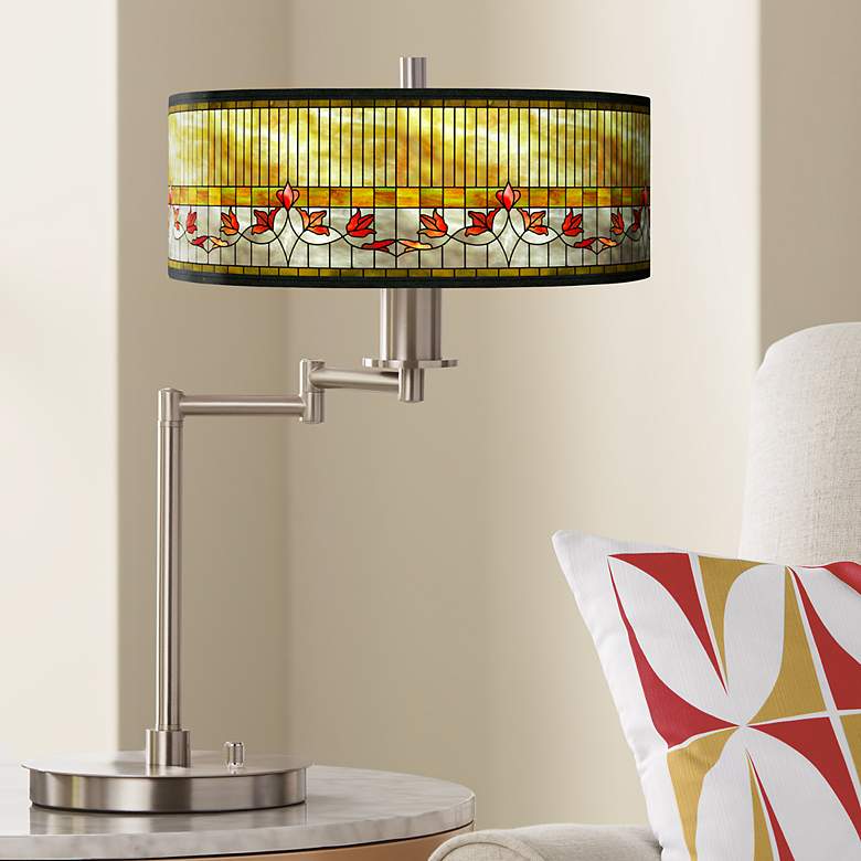 Image 1 Tiffany-Style Lily Giclee Swing Arm LED Desk Lamp