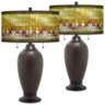 Tiffany-Style Lily Zoey Oil-Rubbed Bronze Table Lamps Set of 2