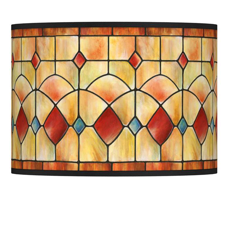 Image 1 Tiffany-Style Reds Drum Lamp Shade 13.5x13.5x10 (Spider)