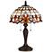 Tiffany-Style Scroll Pattern Antique Brass Table Lamp