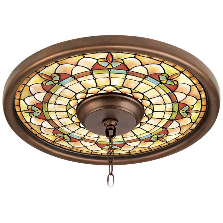 Image 1 Tiffany Tracery 16 inch Wide Bronze Finish Ceiling Medallion