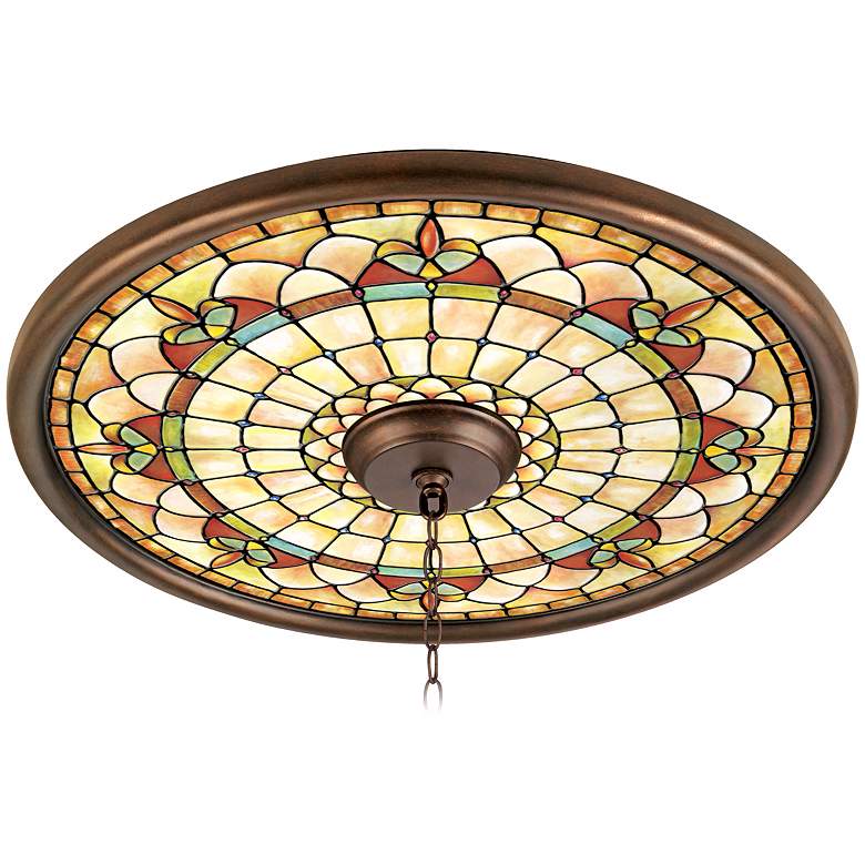 Image 1 Tiffany Tracery 24 inch Wide Bronze Finish Ceiling Medallion