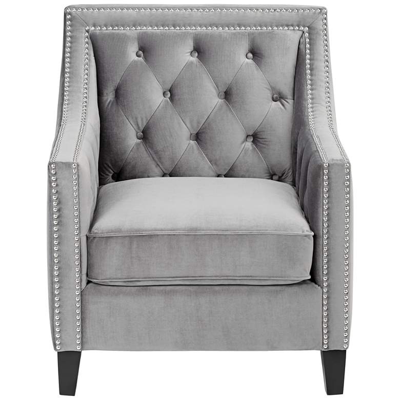 Image 5 Tiffany35" High Gray Fabric Tufted Armchair more views