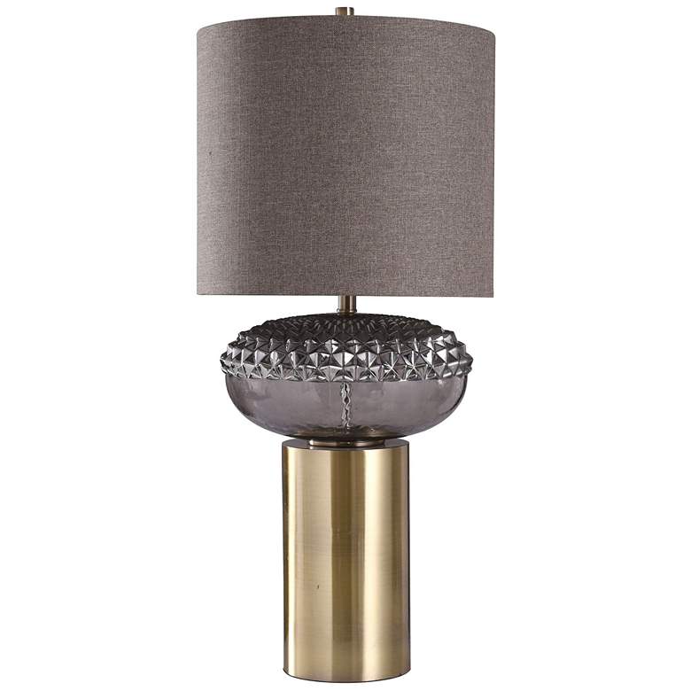 Image 1 Tiffin 35 1/2 inch High Smoke Glass and Brass Modern Table Lamp
