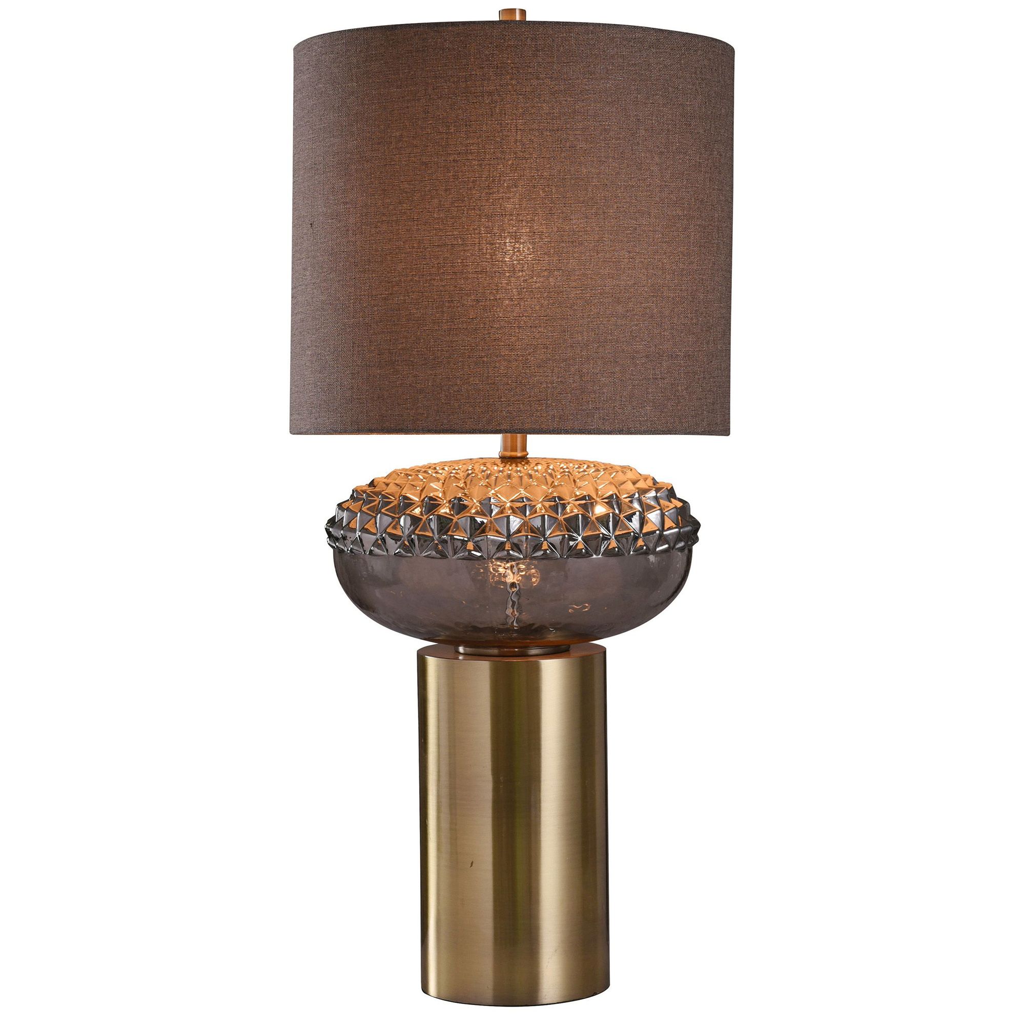 Image 2 Tiffin 35 1/2" High Smoke Glass and Brass Modern Table Lamp more views