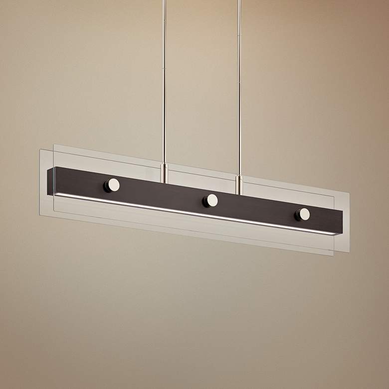 Image 1 Tig 43 1/2" Wide Walnut LED Kitchen Island Light Chandelier