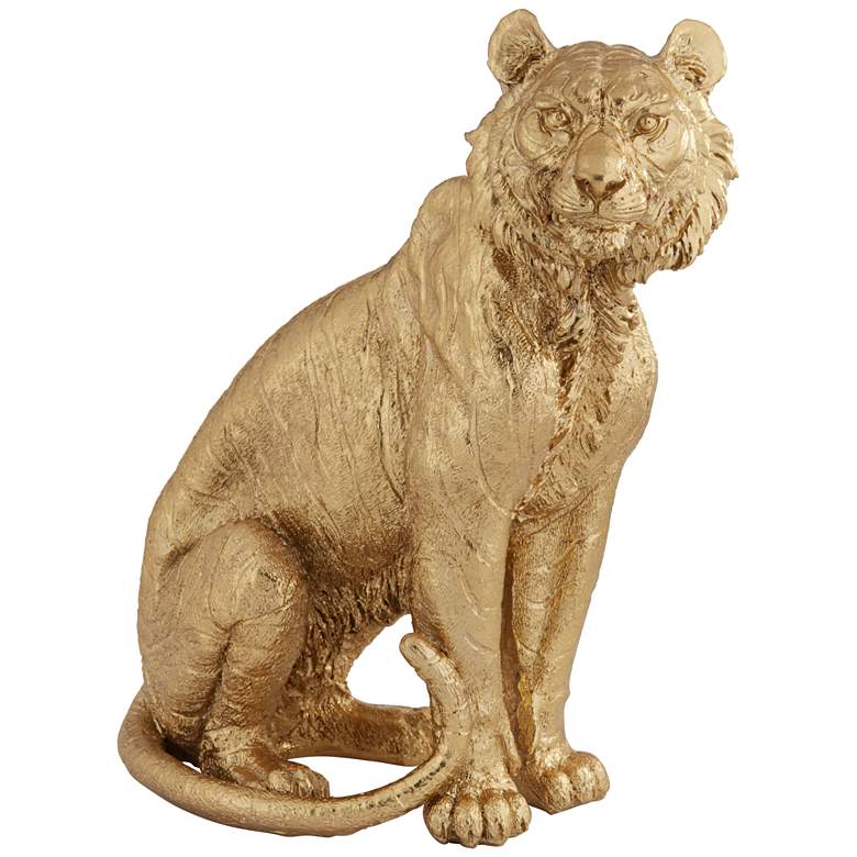 Image 1 Tiger 11 inch High Shiny Gold Figurine