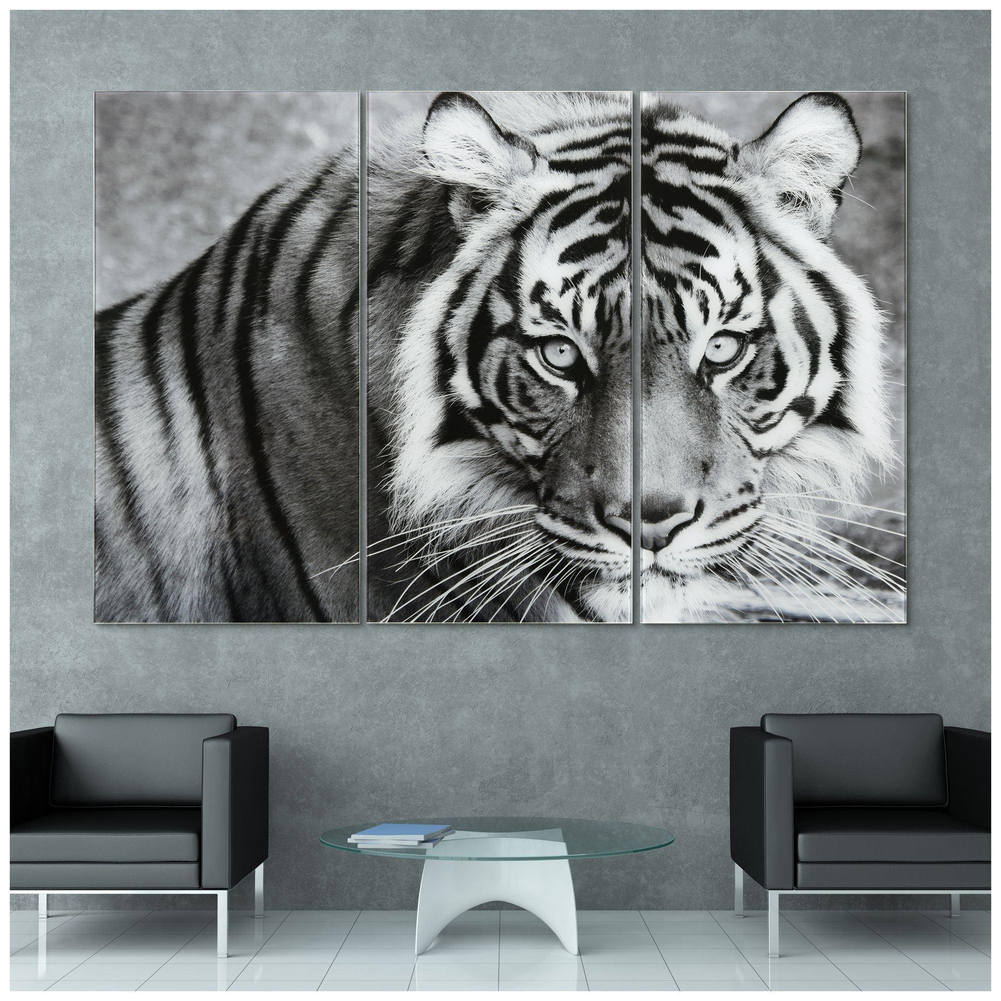Image 4 Tiger ABC" Frameless Reverse Printed Tempered Glass Wall Art Set of 3 more views