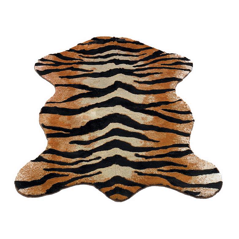 Image 1 Tiger Stripe 161 4&#39;7 inchx6&#39;7 inch Faux Fur Area Rug