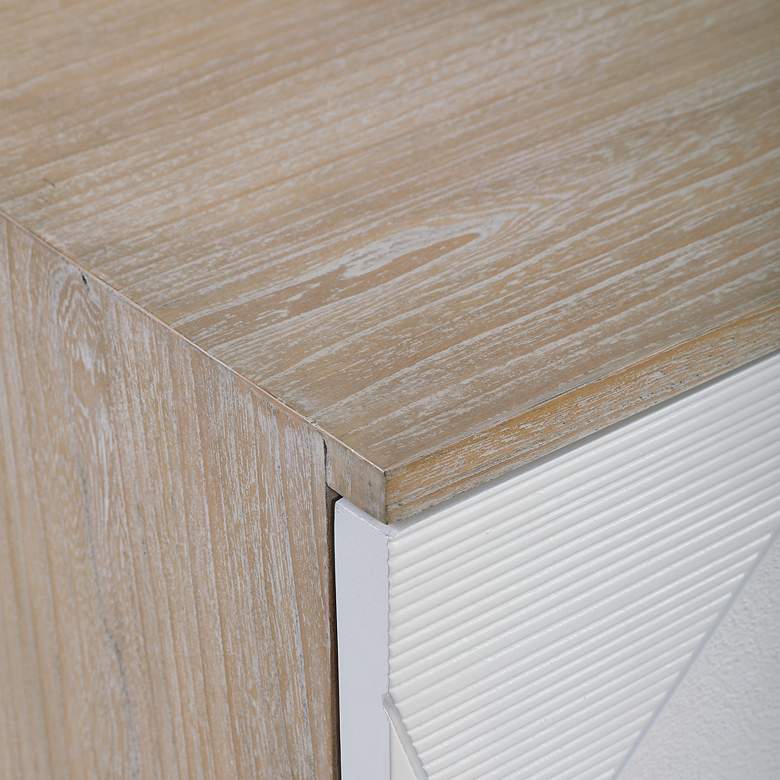 Image 4 Tightrope 72" Wide 4-Door White and Natural Wood Cabinet more views