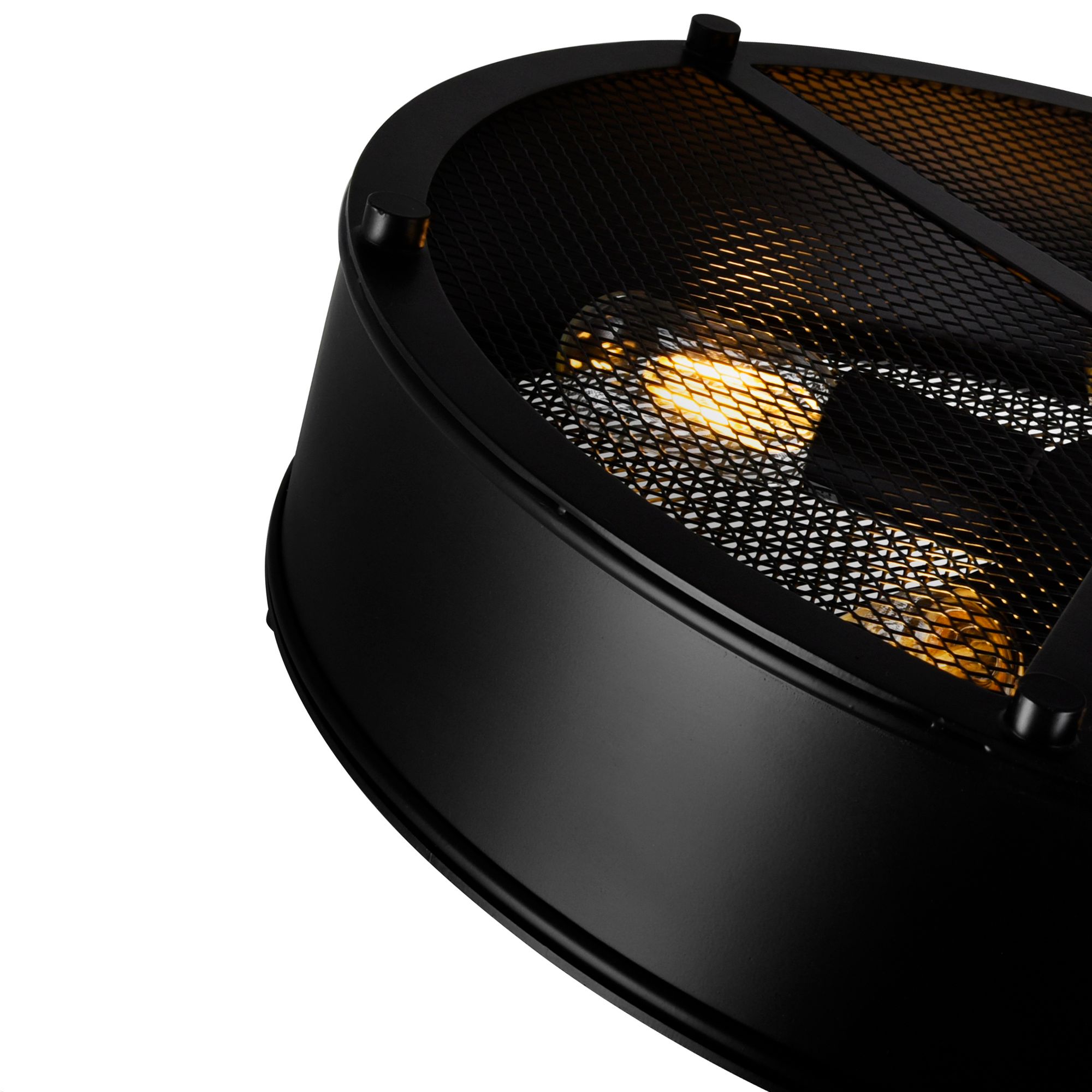 Image 2 Tigris 3 Light 16in Black Drum Shade Flush Mount more views